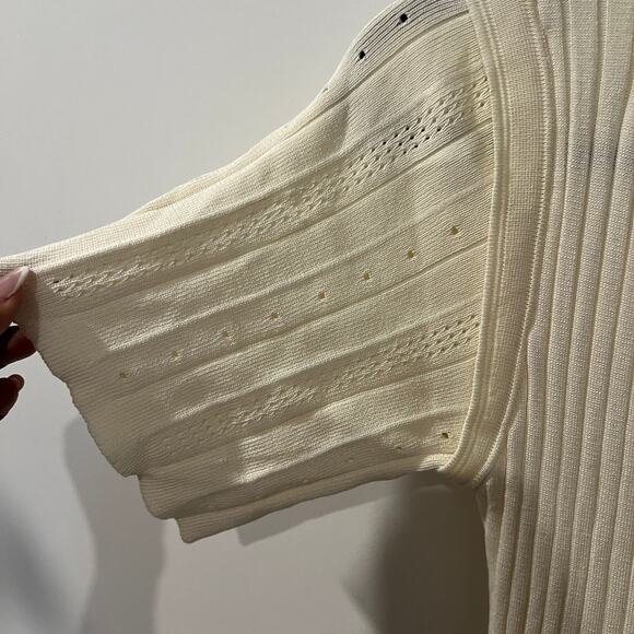 NWOT $395 Sandro Paris L Short Sleeve Hollowed out Midi Dress - Picture 4 of 6